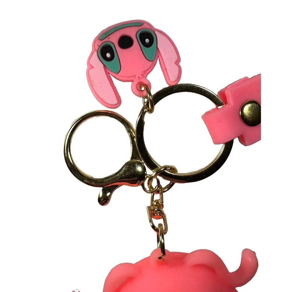 DIsney Lilo & Stitch 3D PVC cartoon keychain w/wrist strap tongue sticking out
